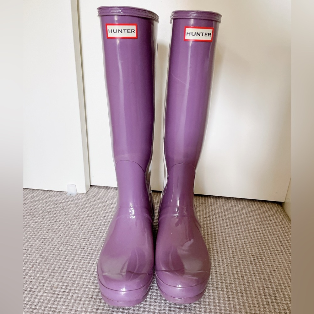 Hunter Lavender Original Tall Gloss Rain Boots Size 10 Gem